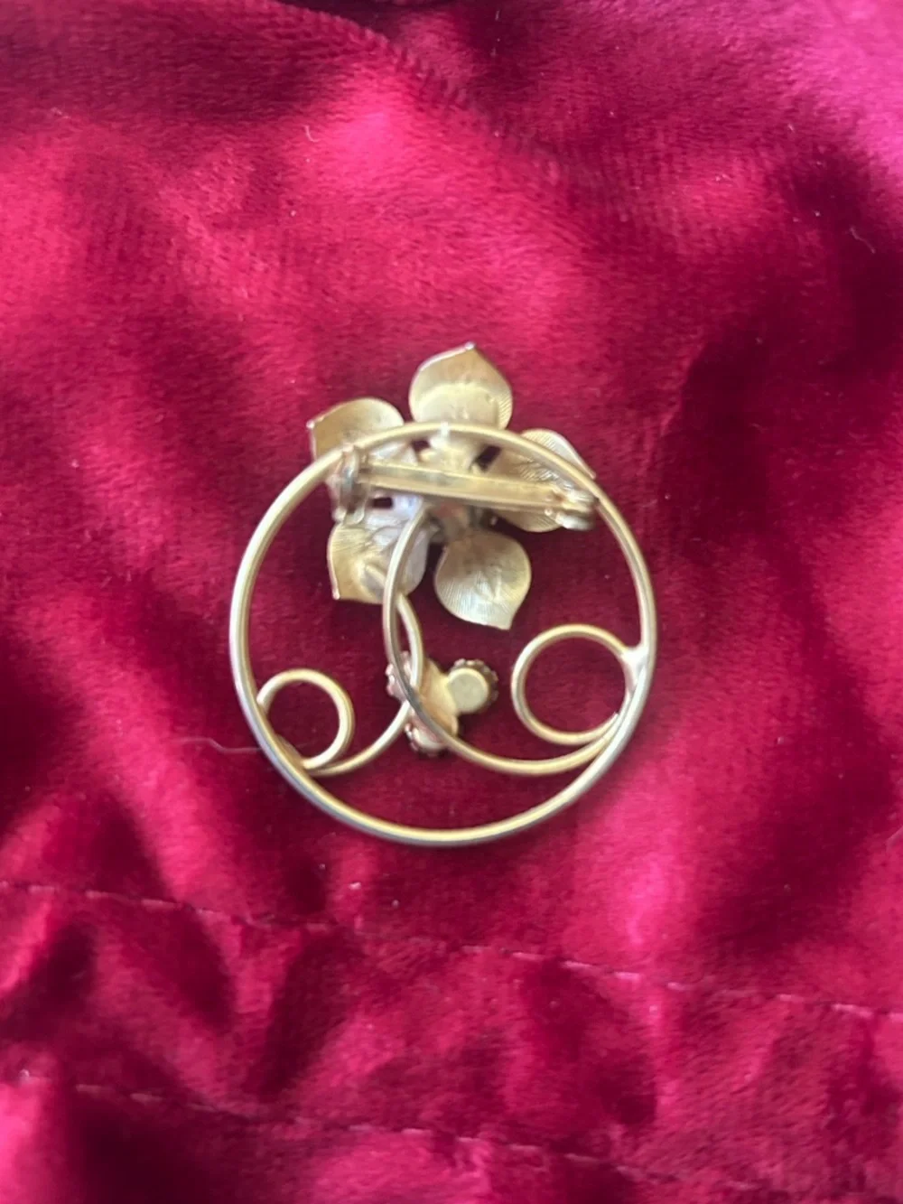 Vintage Gold Floral Crystal Brooch - Yellow Flower Pin